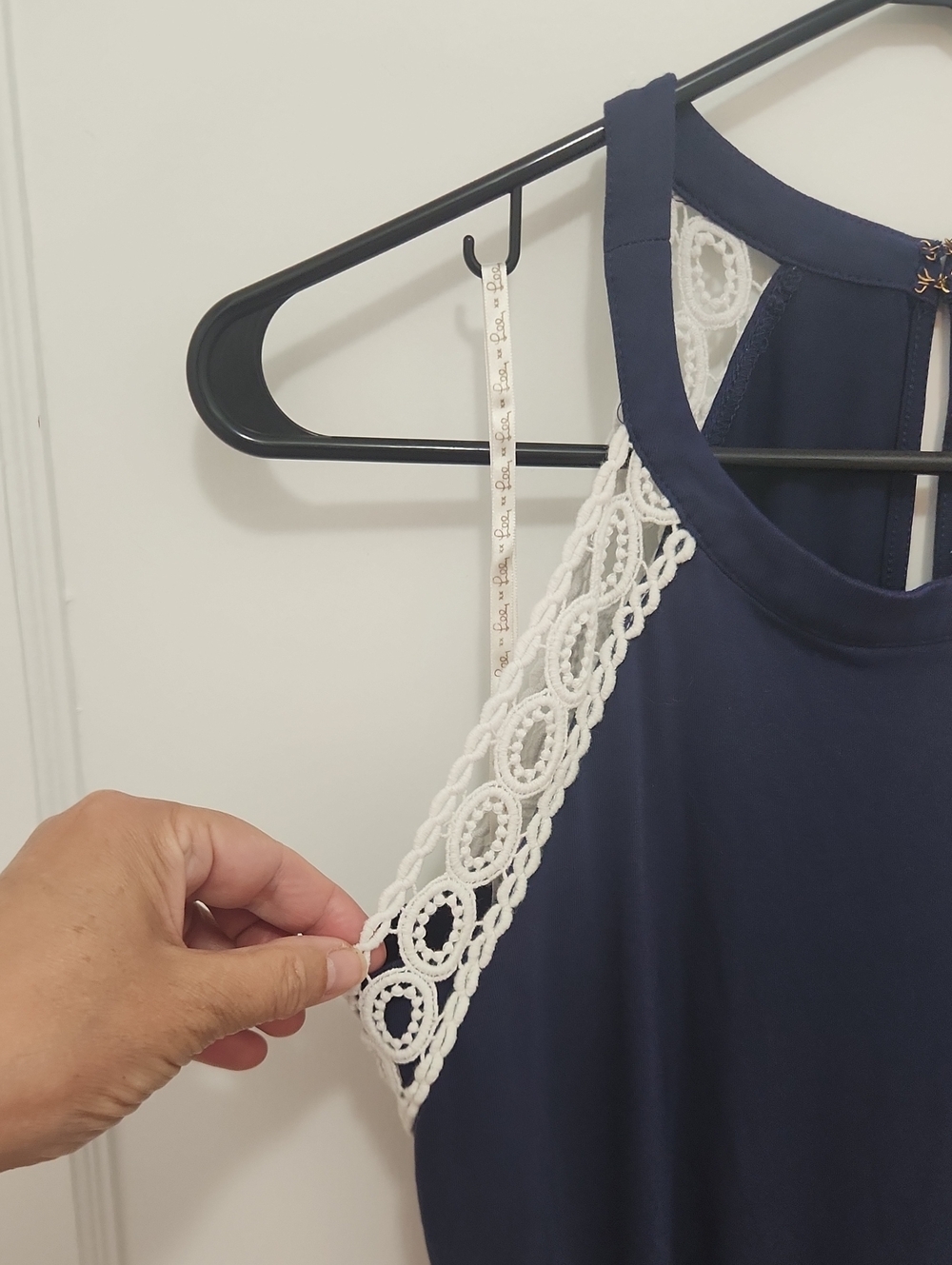 Lilly Pulitzer Navy Blue Lace Trim Romper - Picture 3 of 14